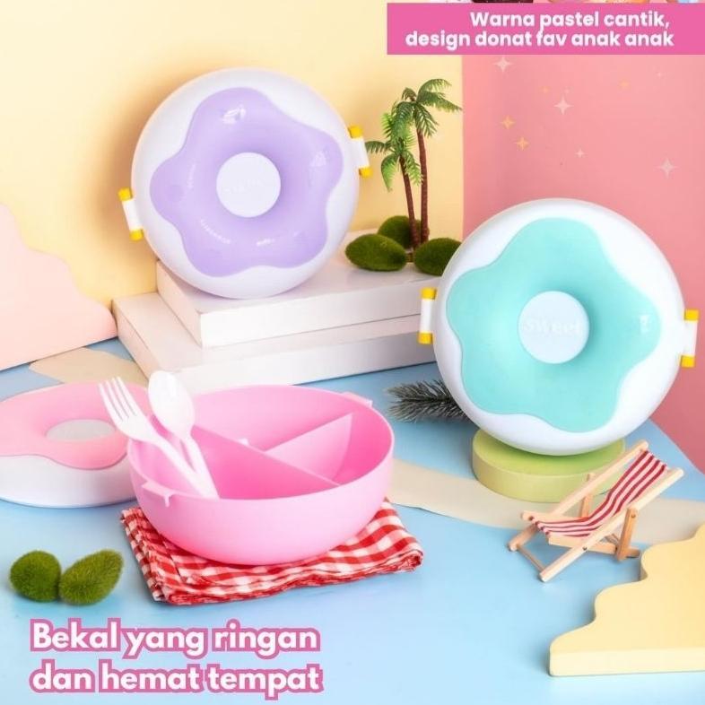 Premium Lunch Box Donat Sekat Kotak Bekal