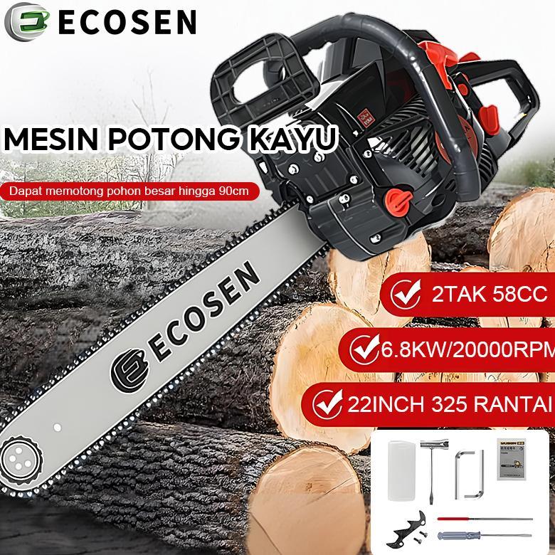 ECOSEN Alat Pemotong Gergaji Lanjut Bensin Portabel 20/22/24 Inci Asli Baja Mini/Gergaji Mesin/Mesin