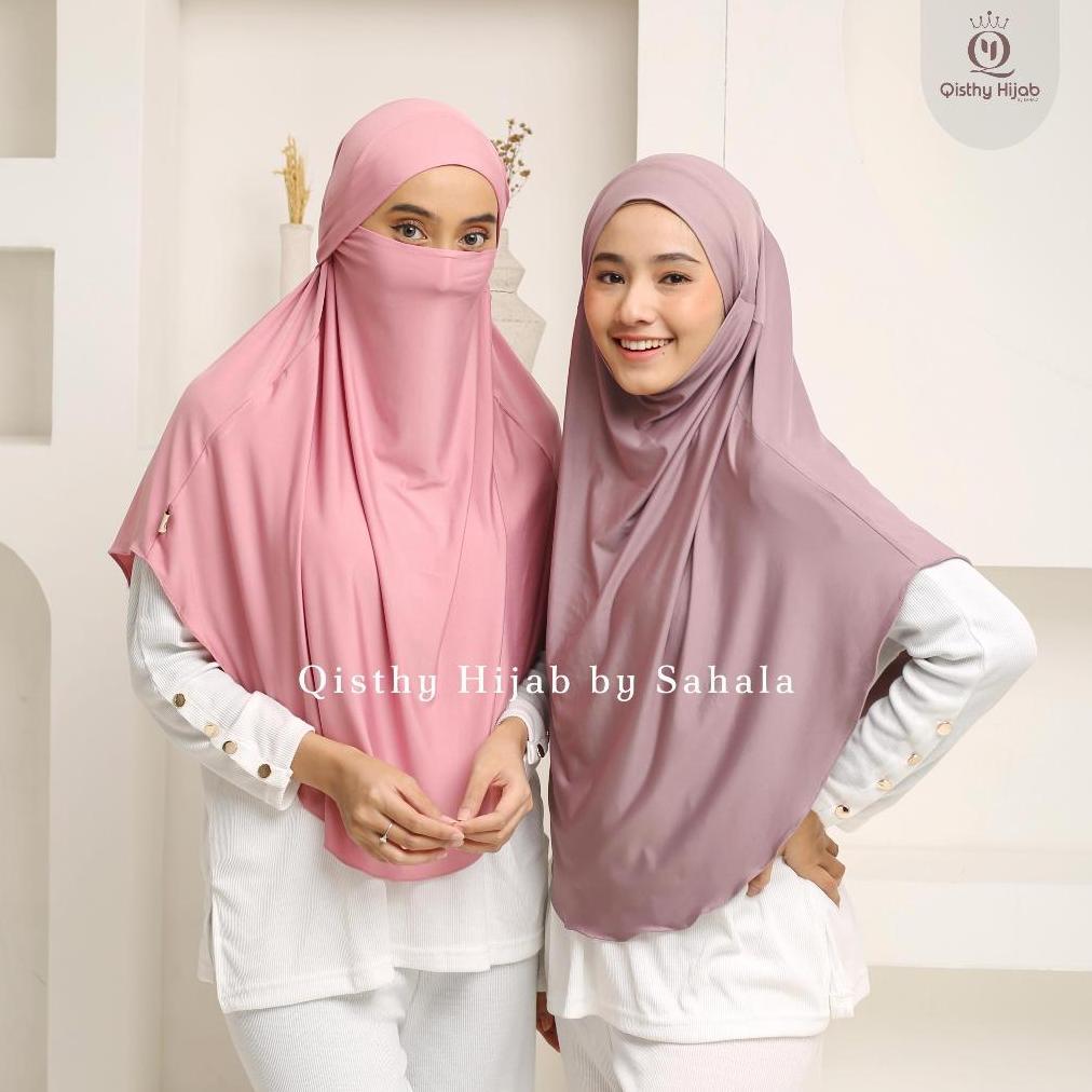 BIG PROMO QISTHY HIJAB - SARAH FRENCH KHIMAR JERSEY L JUMBO HIJAB NIQOB UMROH QISTHY HIJAB BY SAHALA