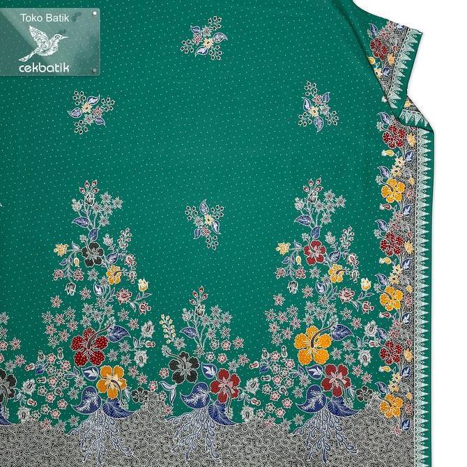 [] kain batik - Motif Modern Bunga Anggun Manis Polkadot Dasar Tosca