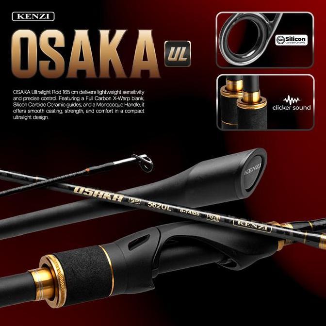 Promo Joran Kenzi Osaka 562 Ul | Sic Guide Anti Korosi | Full Carbon X-Wrap | Solid Carbon | 2-6Lbs 