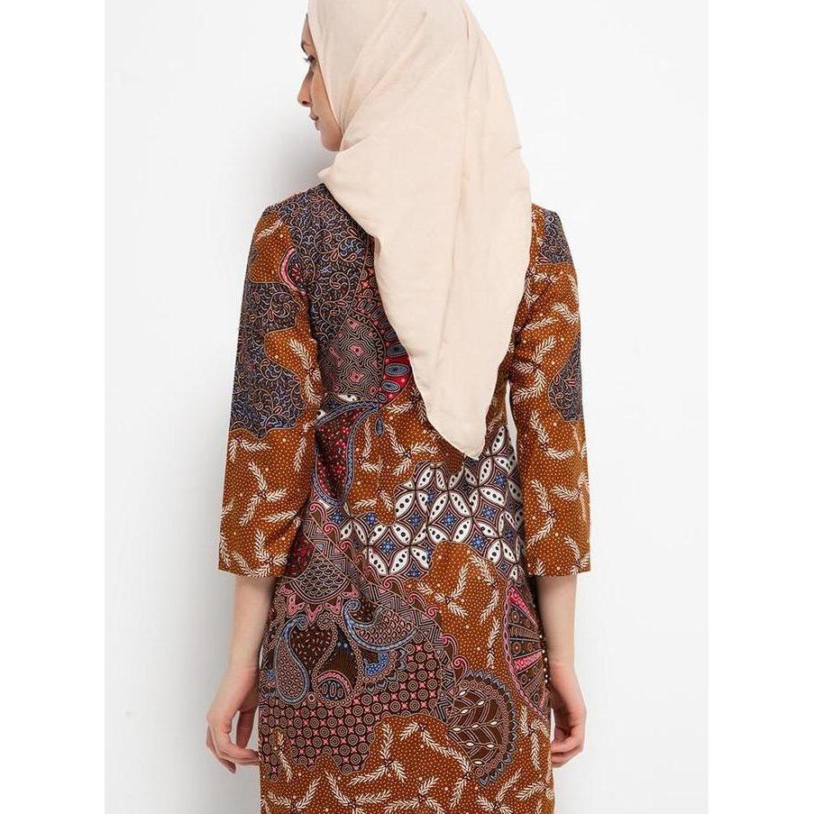 Adikusuma By Arjuna Weda Dress Batik Wanita Motif Parsley Kawung - Bahan Katun | Resleting Belakang