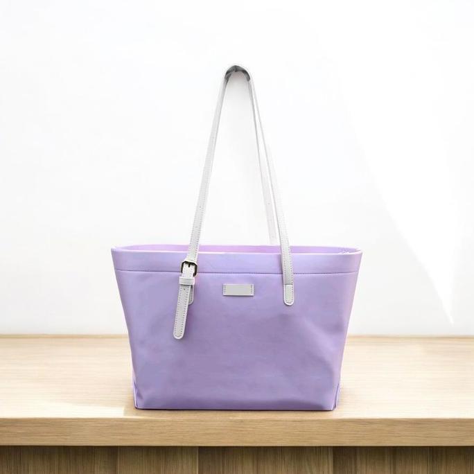 Totebag Wanita Kulit Nylon Anti Air Dengan Lapisan Saten - 2 Slot Besar Dan Kecil - 14 Inci - Peremp