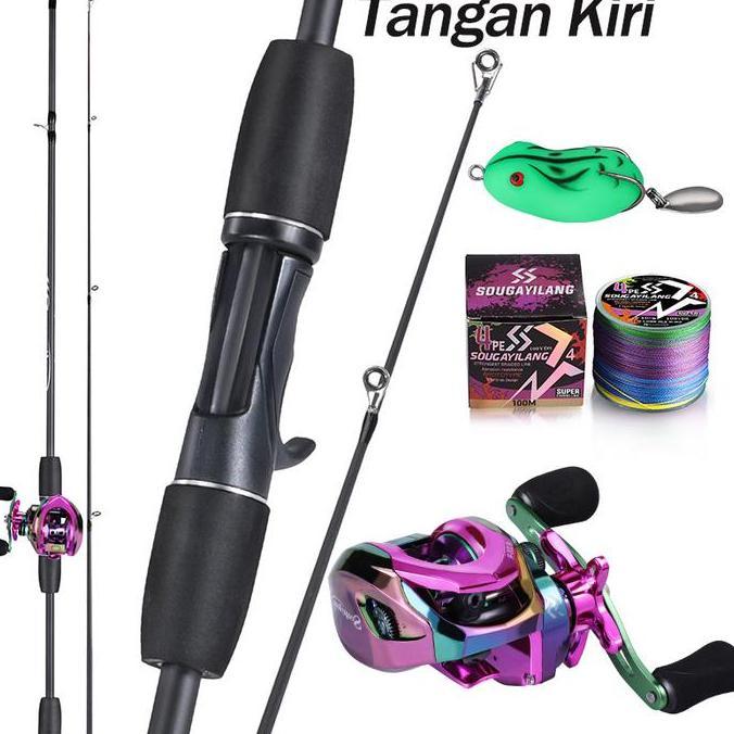 Termurah Sougayilang Joran Pancing Full 1.8M 5-10Lb Carbon Fiber 7.2:1 Bc Reel Pancing Dan Soft Forg