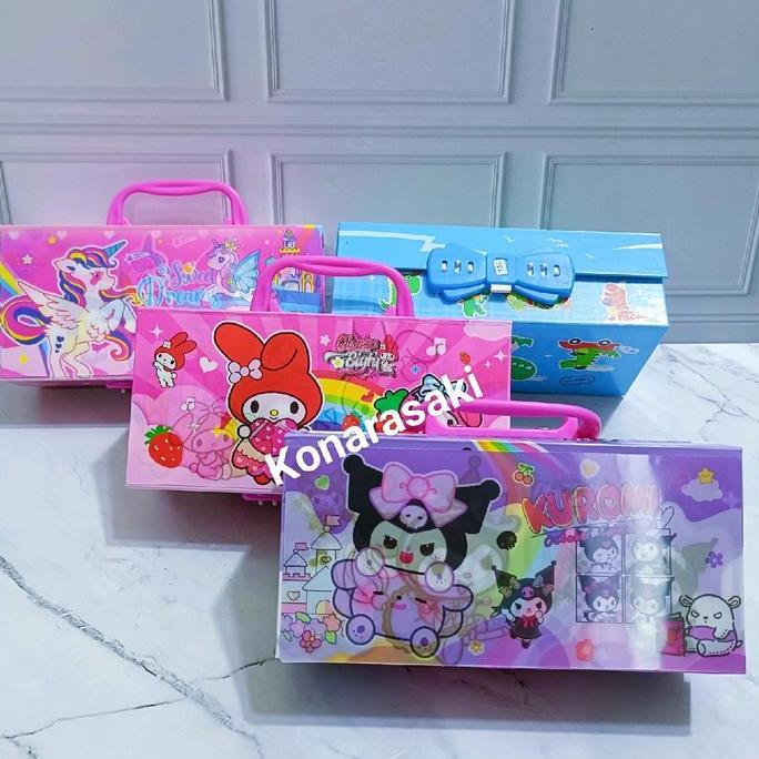 Kotak Pensil 3 Tingkat/ Kotak Pensil 3D/ Kotak Pensil Kode gambar cewek cowok Stationery