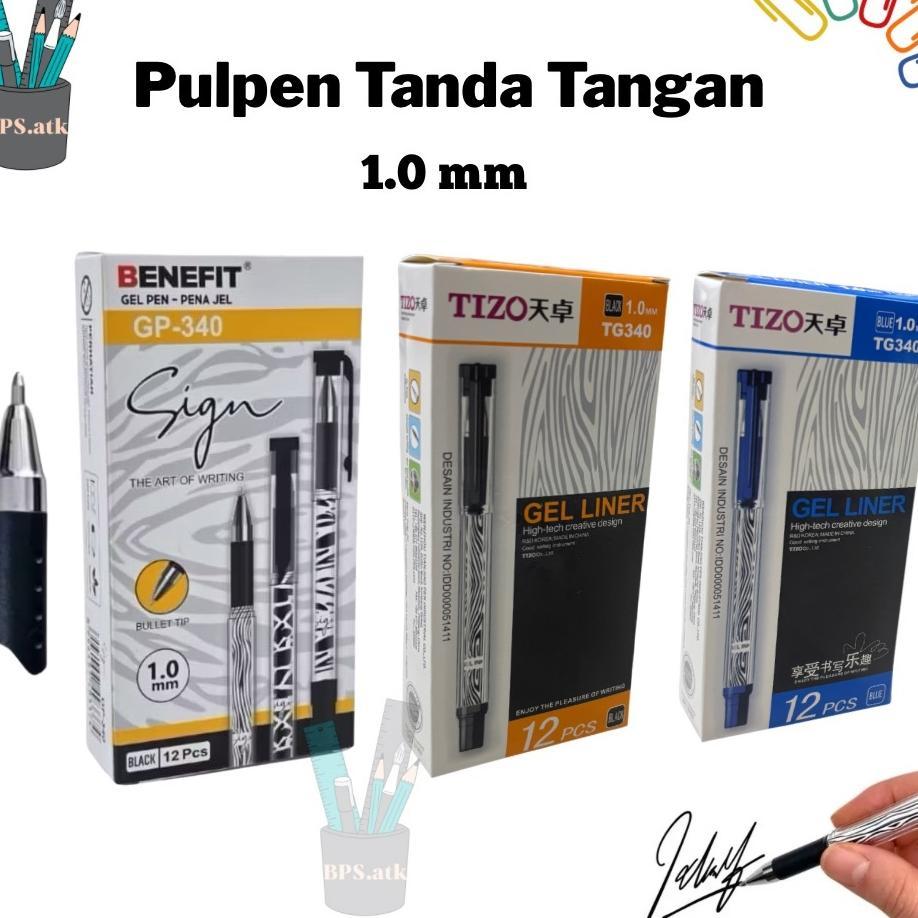 (12 Pcs) Pulpen Tanda Tangan 1.0Mm ( Tizo / Benefit ) Pulpen Tinta Tebal