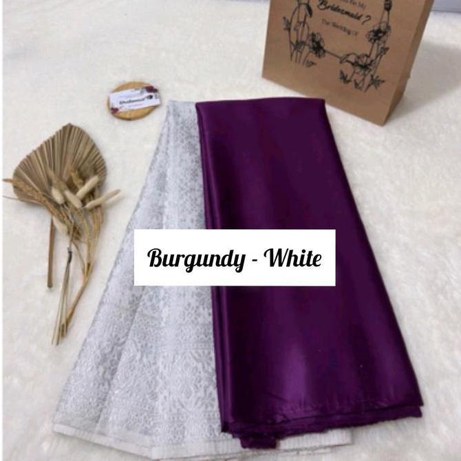 Set Kain Paket Bridesmaids Satin Velvet Emerald Blue & Kain Songket Putih, Bahan Bridesmaid Polosan 