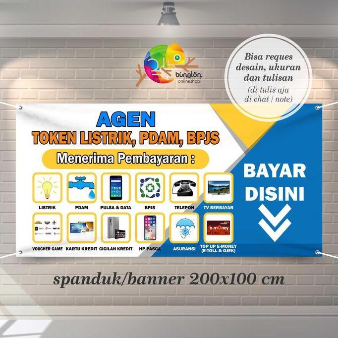 Spanduk, Banner Agen Token Listrik, Pulsa, PDAM, BPJS