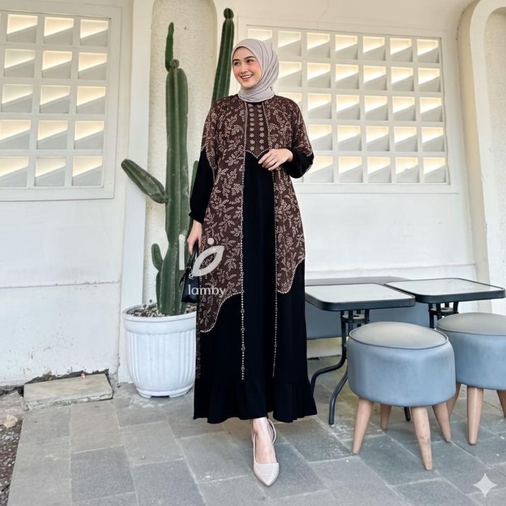 Anggun Dress Rayon Busui Lengan Panjang Homedress Jumbo Daster Batik Bawah Rempel adem Tebal