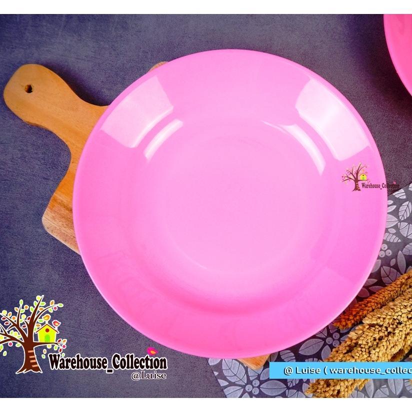Piring Makan Plastik 22.5cm tebal golden lemon // piring makan pink // piring plastik polos cantik /