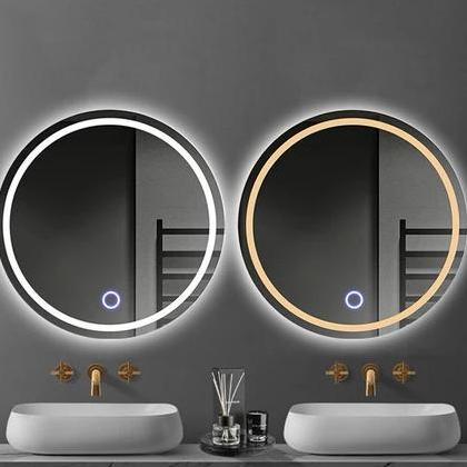Cermin Led Touch Screen Aesthetic Dinding Kamar Mandi / Kaca Cermin stafel Led / Cermin Rias Aesthet