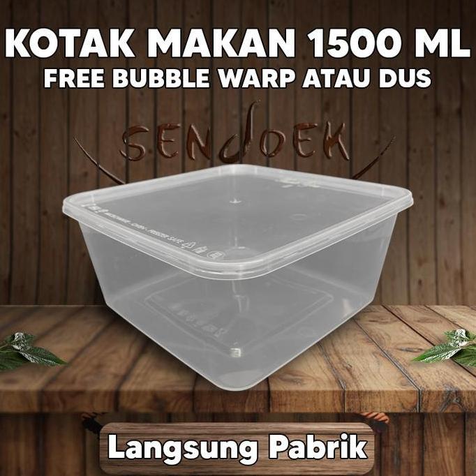 Termurah Kotak Plastik Bening 1500 Ml / Lunch Box / Kotak Makan /Food Container