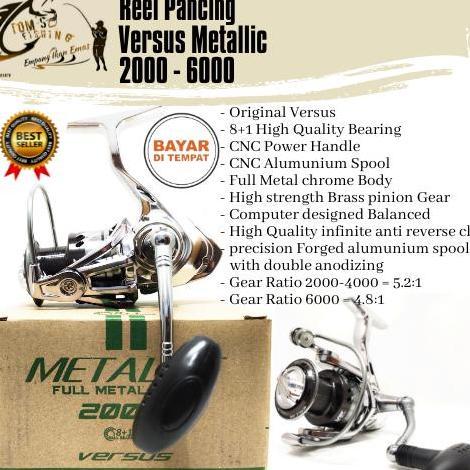 Reel Pancing Versus Metallic 2000-6000 (8+1Bearing) Power Handle, Body Metal Murah - Toms Fishing