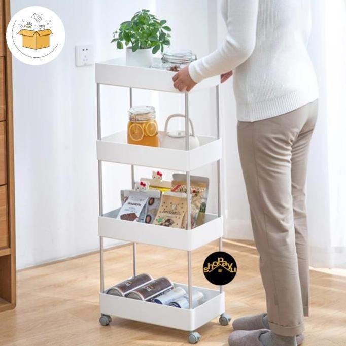 Rak Susun Plastik+Roda/Rak Susun Serbaguna/Rak Dapur/Rak Kamar Mandi/Rak Toilet/Rak Bumbu/Rak Salon/