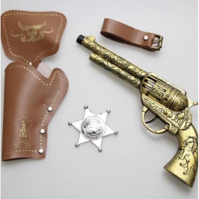 Bubu- Mainan Pistol Set Koboi | Cowboy Gun Set | Weapon Props Costume