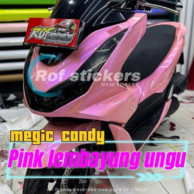 Sticker Skotlet Motor Pink Lembayung Ungu Megic Candy Wrapping - Harga per50cm - Motorcycle Sporty s