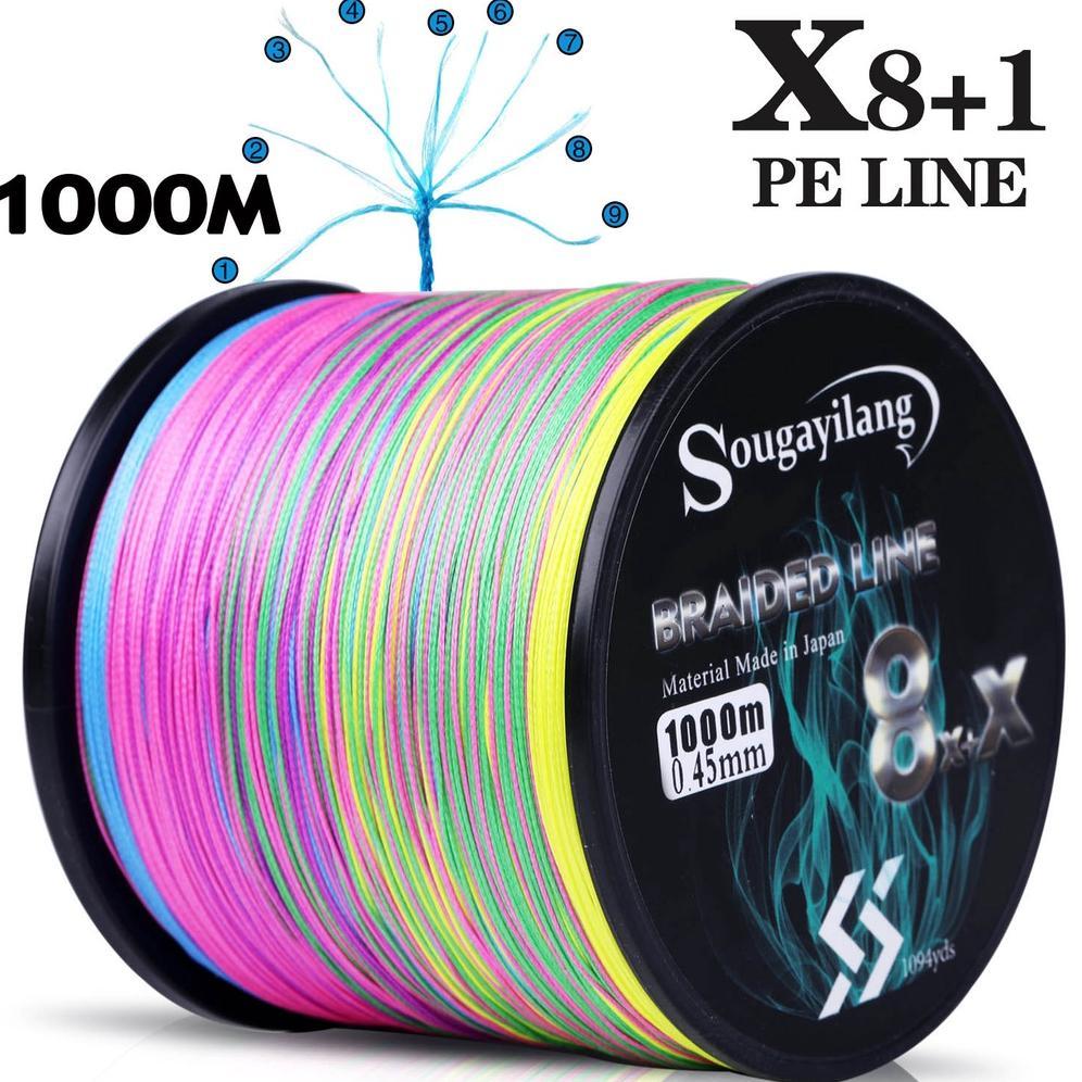 New 1000m x8+1 Senar Pancing PE Senar Pancing 9 helai alat memancing kepang PE warna-warni Fishing L