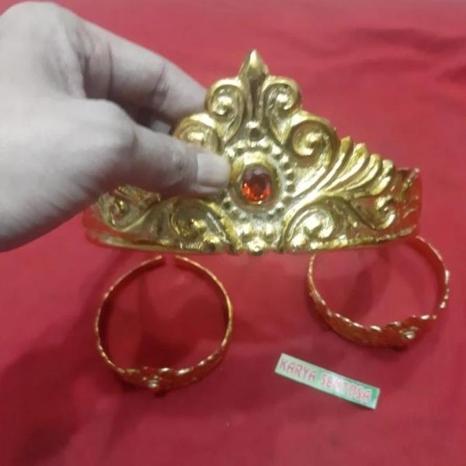 Mahkota Raja Kuningan Crom Hias Batu Unik Model Kuno
