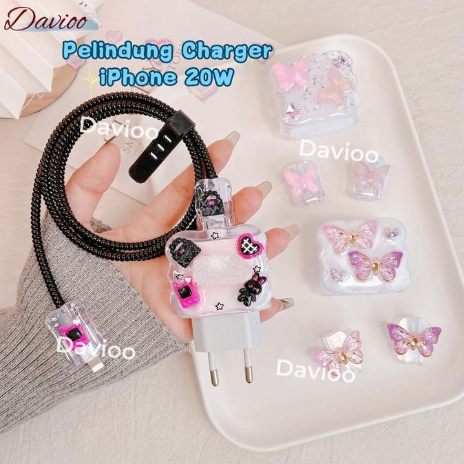 Pelindung Charger FOR IPHONE 20W |Set 5 Item Paket Cover Pelindung Kepala Charger & Kabel Untuk Char