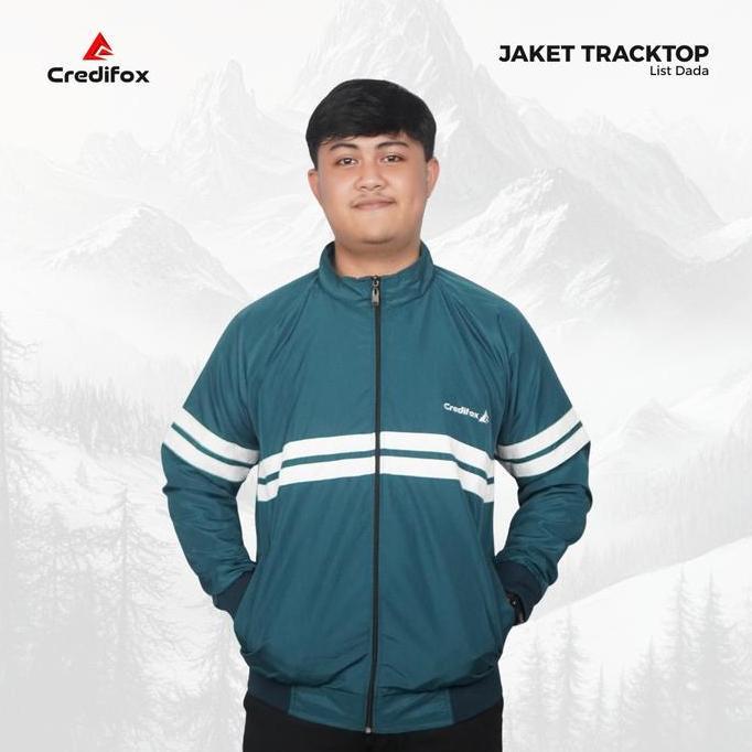 CREDIFOX Jaket tracktop pria / jaket casual pria / jaket tracktop casual / credifox strip white / ja