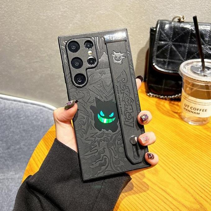 CrashStar Cool Laser Gengar Leather Wristlet Phone Case For Samsung Galaxy S26 S25 S24 FE S23 S22 No