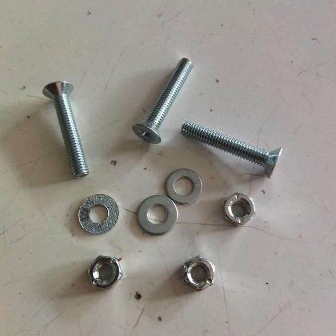 Baut JF+mur+ring plat galvanis m6x20 isi 100