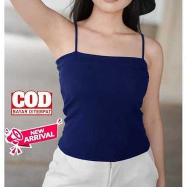 RECOMMENDED Tanktop Crop Singlet Polos Bra Kemben Dalaman Wanita Tali Spaghetti Big Size Elastis Kor