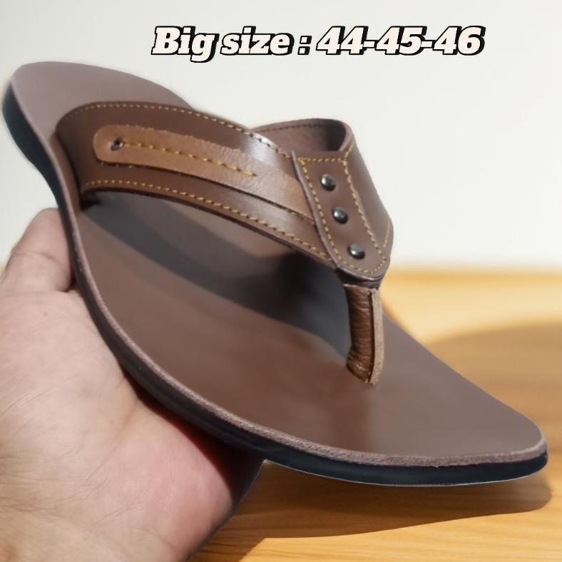 Free Ongkir Sandal Jepit Pria Kulit Asli Sandal Big Size : 44-45-46 Sandal Pria Jepit Kulit