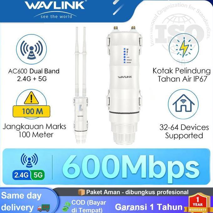 Turismen90 - WAVLINK AC600 Outdoor WiFi Repeater CPE Mesin Penguat Sinyal WiFi Jarak Jauh Wireless A