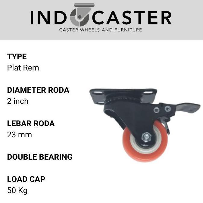Roda Etalase PU RHJ-TW Medium Duty Diameter 2 Inch Plat Rem