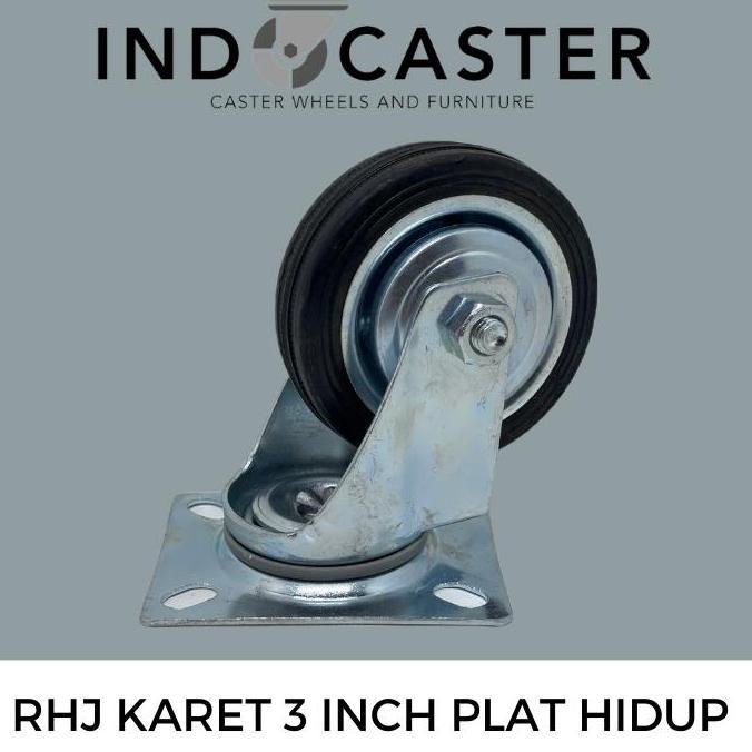 Roda Karet / Roda Trolley / Roda Etalase / Roda Lori RHJ Plat Hidup 3"