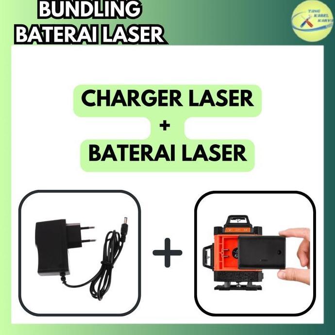 PAKET BATERAI LASER + CHARGER LASER - 2 LINE / 5 LINE / 12 LINE / 16 LINE UNIVERSAL TAFFWARE HILDA