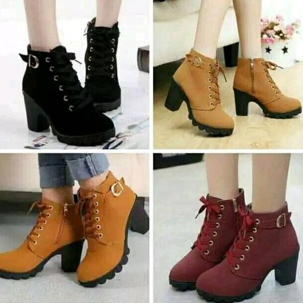 kualitas super sepatu boots ziper wanita terbaru