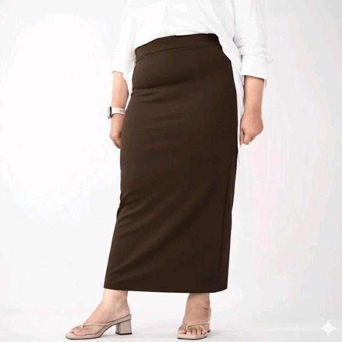 Rok Span Scuba Polos Tanpa Belah Premium Maxi Bawahan Wanita Basic Kerja Panjang Bahan Tebal Melar H