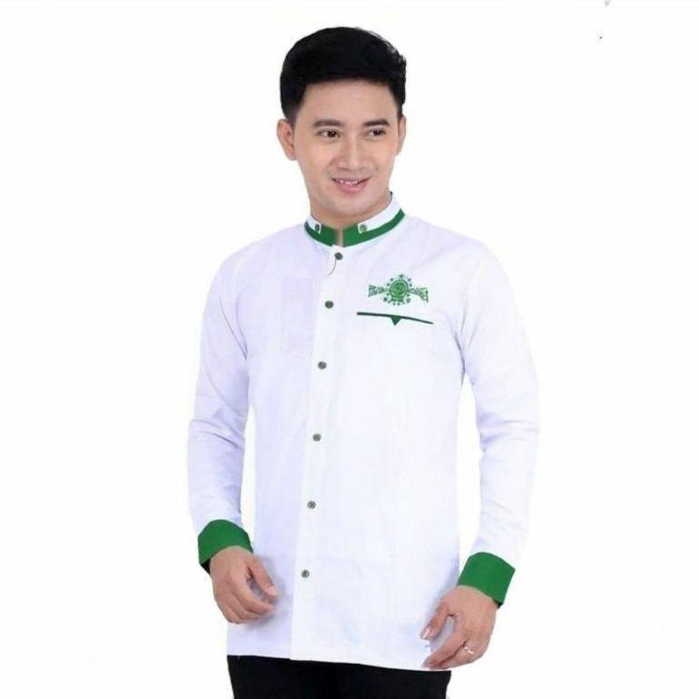 OFFICIAL Kemeja Koko NU Dewasa Lengan Panjang Putih Bahan Toyobo Seragam Hadroh|Syubbanul Muslimin