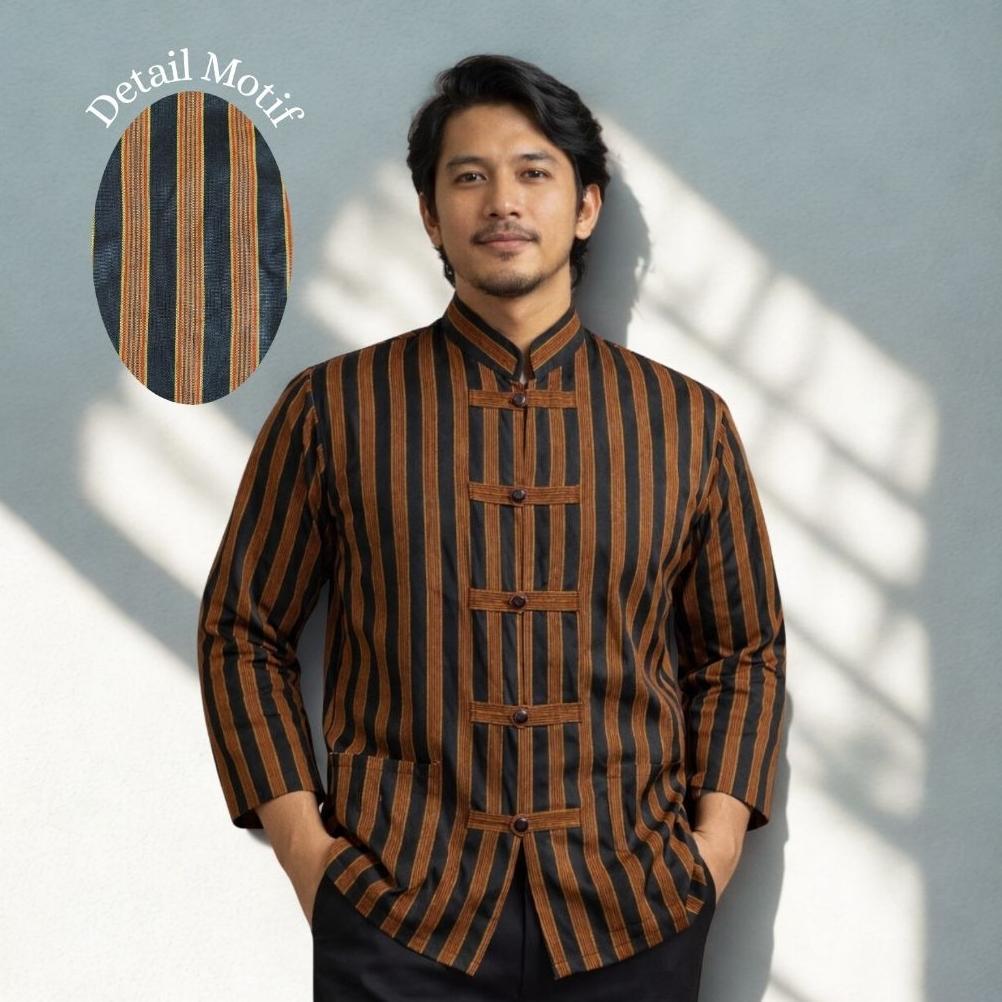 TERBARU baju koko lurik pria lengan panjang|baju koko lurik sanghai