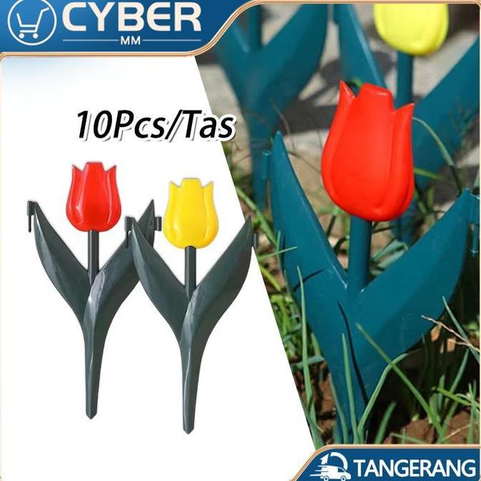 COLOCAS 10PCS/Tas Pagar Taman Tulip Plastik Kualitas Tinggi Pagar Taman Mini Tulip Awet & Kokoh Untu