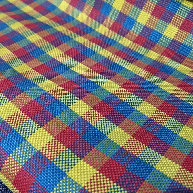 Jual Kain Jok mobil Tartan kuning biru merah
