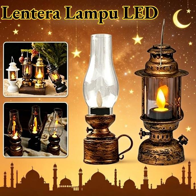 SYLVETI Lentera Lampu LED Muslim Lilin Elektrik Lilin LED Lampu Lentera Ramadhan Dekorasi Lilin Elek