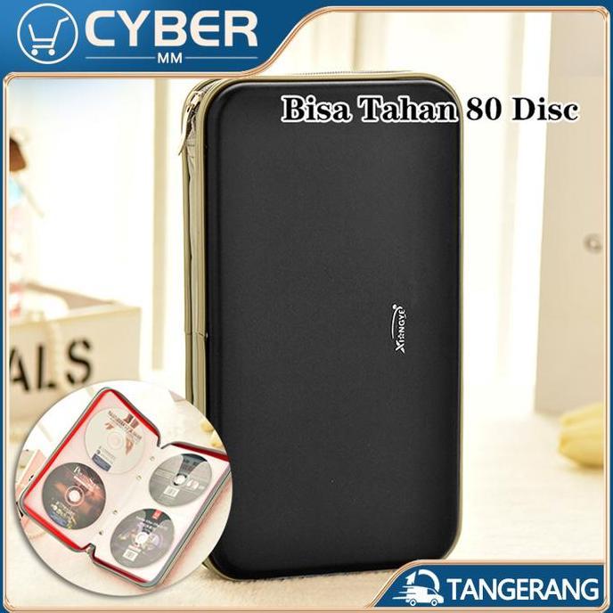 SYLVETI Bisa Tahan 80 Disc/Tas Penyimpanan CD-DVD Bahan Kulit/Tas Kaset DVD-CD