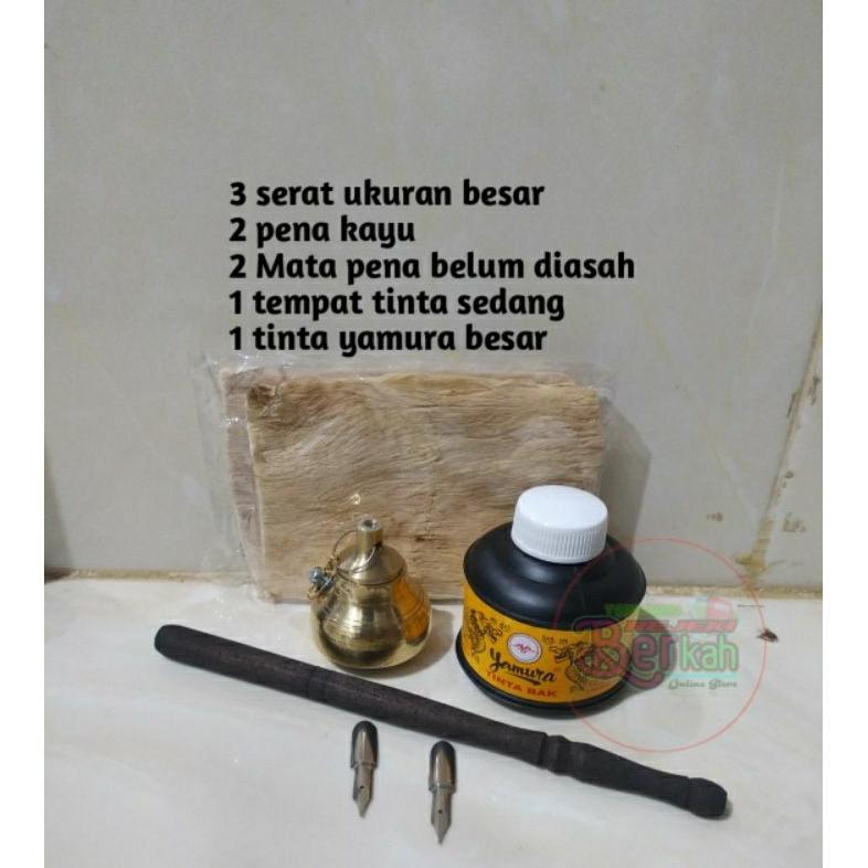 1 Set Paket Hemat Peralatan Menulis Lengkap Pena Kayu Tutul Pena Tutul Pen Celup Pena Khot Kaligrafi