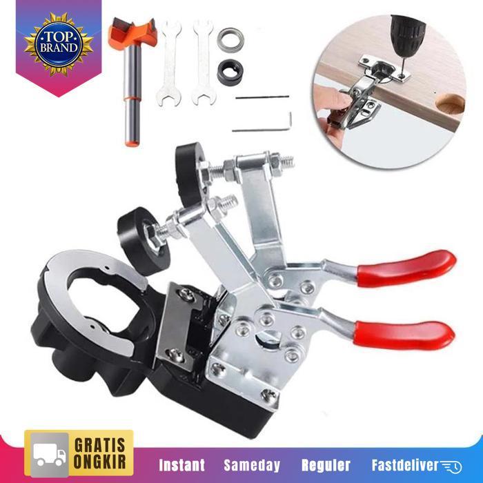 1Set Bor Engsel Sendok 35Mm Hole Drill Guide Jig Engsel Sendok Pelubang Engsel Sendok