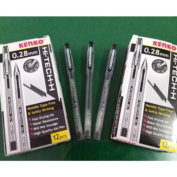 Pulpen Kenko Hi-Tech Hitam 0.28Mm (1 Lusin) / Pulpe  Cair / Ballpoint Cair / Bolpen Cair / Pulpen Mu