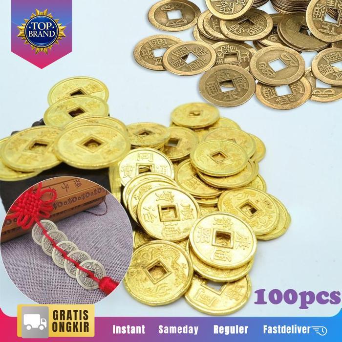 Isi 100Pcs Koin Feng Shui China 1Cm Uang Kuno China Logam Koin Cina Hiasan Koin Imlek