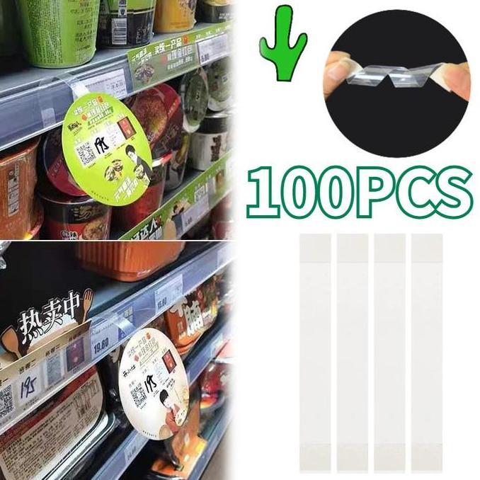 RGPOTZ 100pcs Wobbler Promosi Promo Card Mika Label Harga Rak Plastik Mika Display Promo Card Wobble