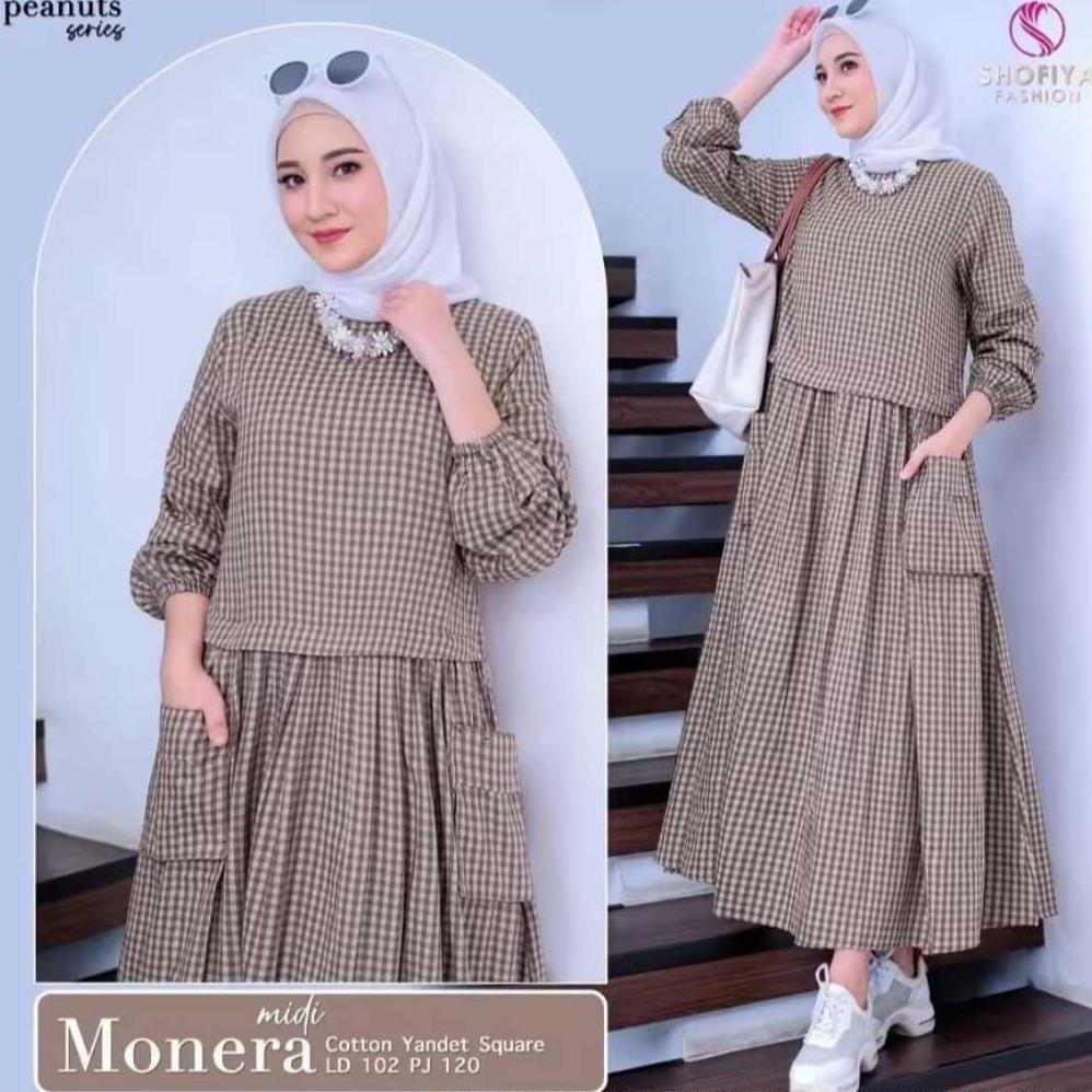 Alin Gamis Midi Motif Kotak Kecil Terbaru//Gamis Terbaru