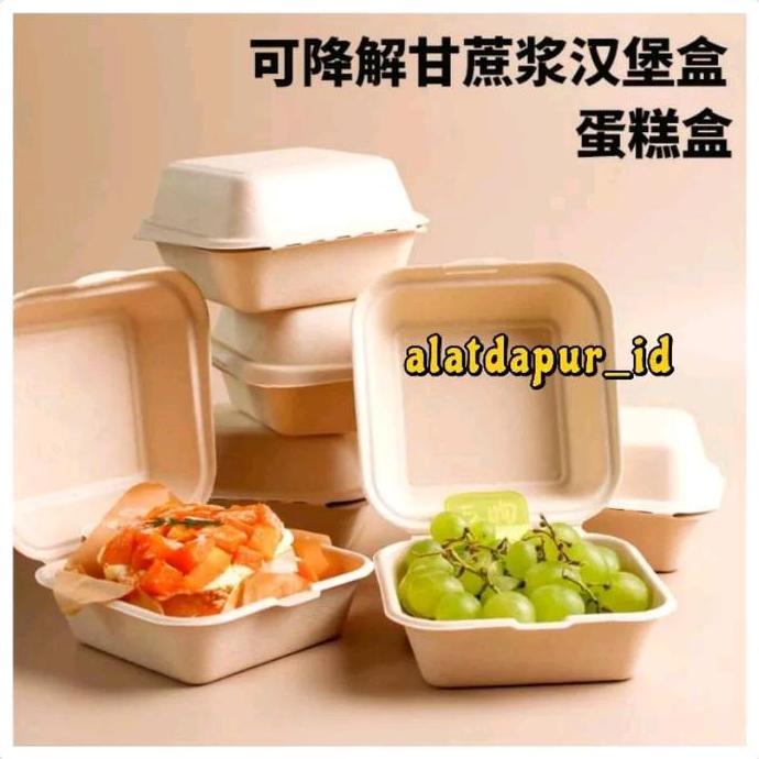 - 10 Pcs Bento Box Burger Box Tebal Wadah Kue Bento