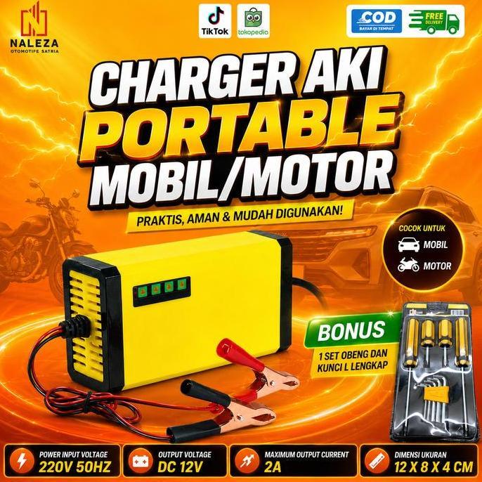 gowilman91 - [bonus set obeng] charger aki mobil - charger aki motor - cas aki mobil & motor univers