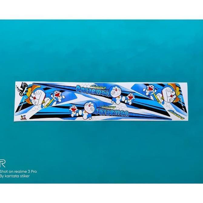 stiker striping motor Beat Doraemon biru