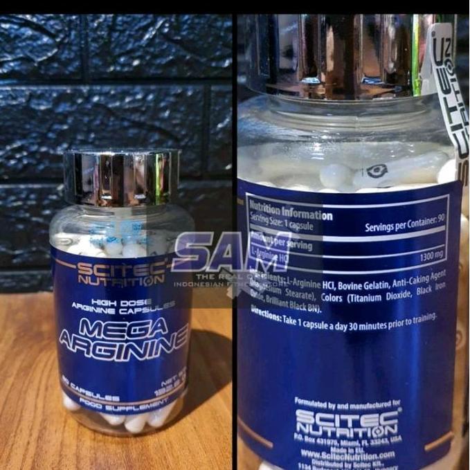 Suplemen Fitness Scitec Mega Arginine 90 Kapsul Pre Workout Nitric Oxide